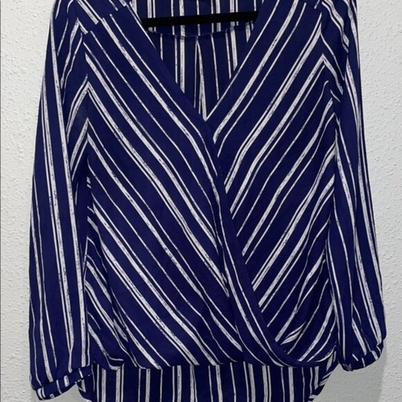 Lush Blue and White Striped Blouse - Picture 4 of 4